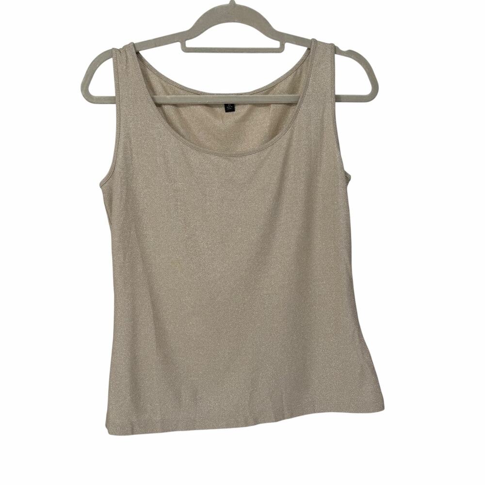 Lafayette 148 NY Tan Sparkle Metallic Tank Top Sz Medium